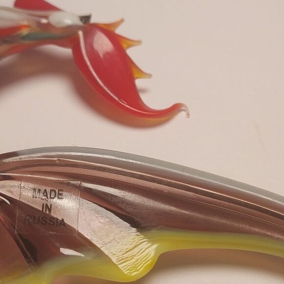 Russian Handblown Art Glass Figurine Rooster Bird - Picture 3 of 12